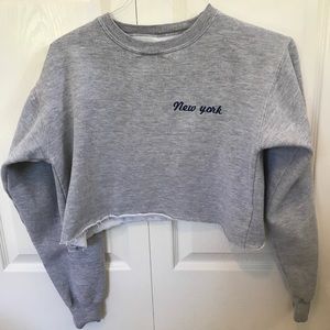 Grey New York Cropped Crew Neck